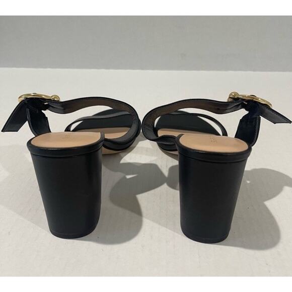 STUART WEITZMAN BELINDA BLOCK LEATHER STRAP SLIDE SANDAL MULE BLACK SIZE 7.5 - Picture 10 of 12